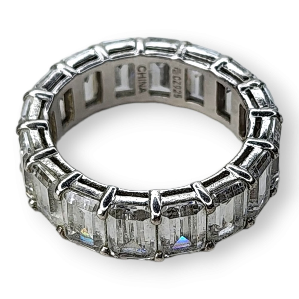 Vintage‎ Sterling Silver 925 Clear Faceted Cubic Zirconia Ring Size 5.75